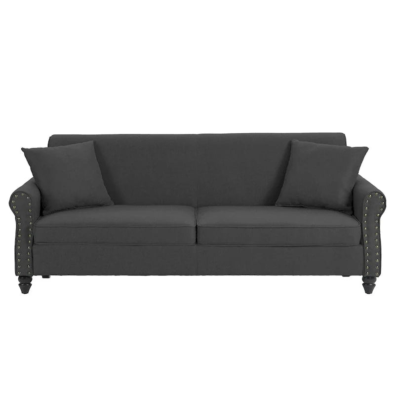 Upholstered Loveseat with Rolled Arms and 73 Nailhead Trim 6