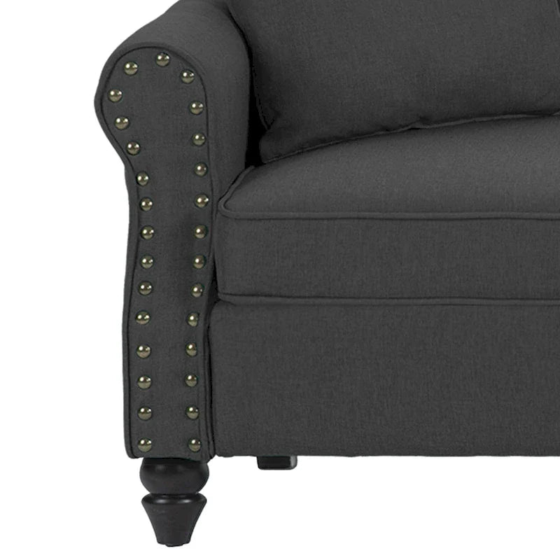 Upholstered Loveseat with Rolled Arms and 73 Nailhead Trim 7