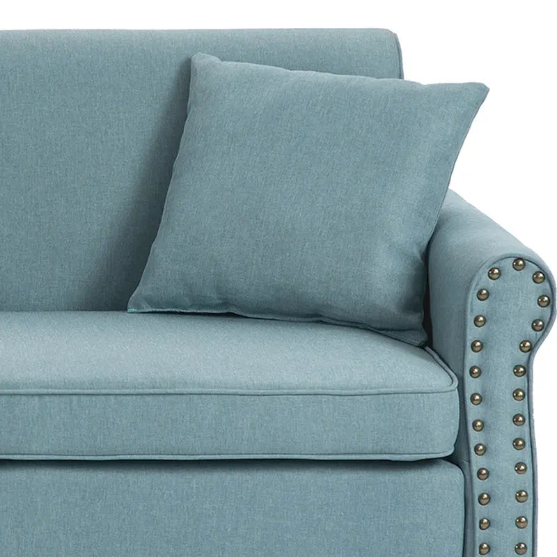 Upholstered Loveseat with Rolled Arms and 73 Nailhead Trim 13