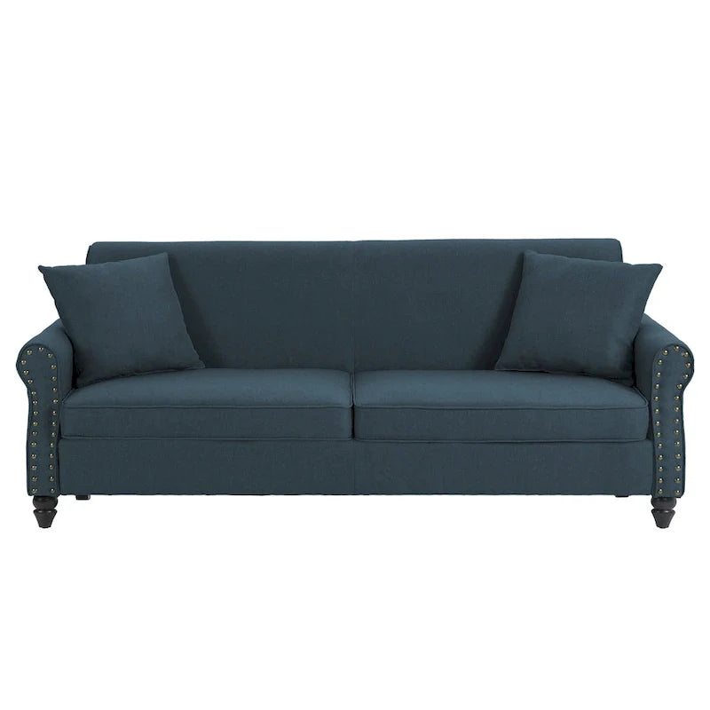 Upholstered Loveseat with Rolled Arms and 73 Nailhead Trim 17