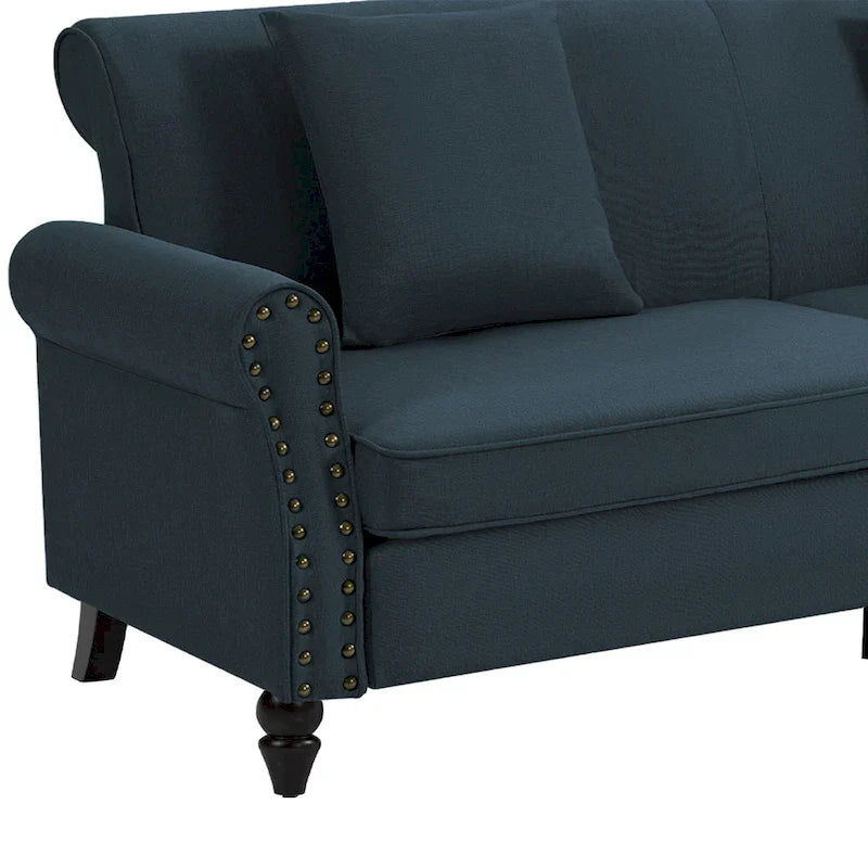Upholstered Loveseat with Rolled Arms and 73 Nailhead Trim 18