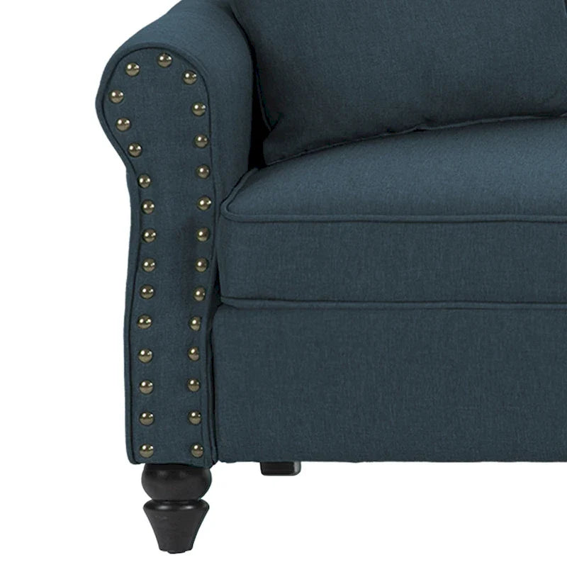 Upholstered Loveseat with Rolled Arms and 73 Nailhead Trim 19