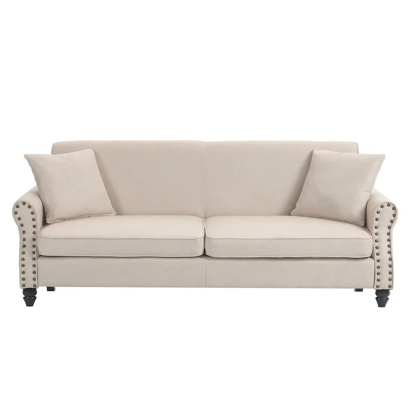 Upholstered Loveseat with Rolled Arms and 73 Nailhead Trim 23