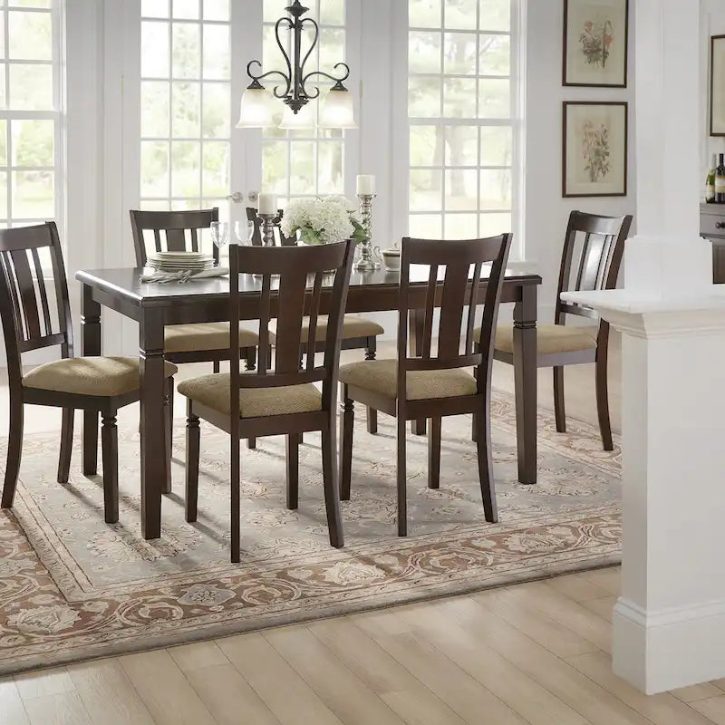 Dining Table Set with Upholstered Chairs and Bench for Kitchen and Dining Room