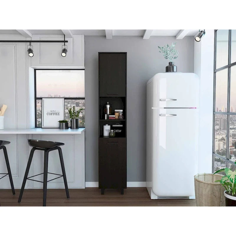 Elegant Tall Black Pantry Cabinet 1