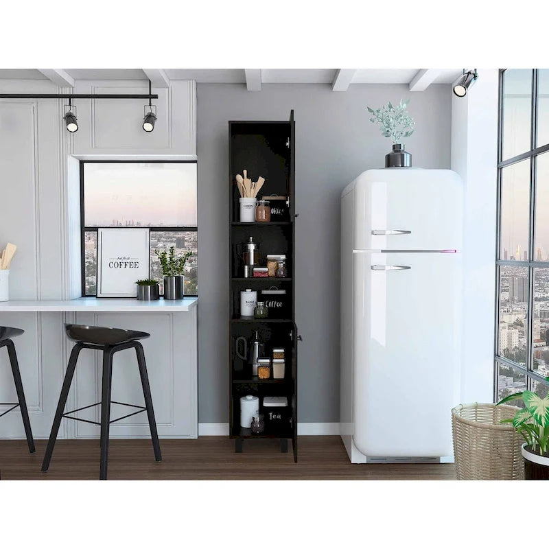 Elegant Tall Black Pantry Cabinet 4