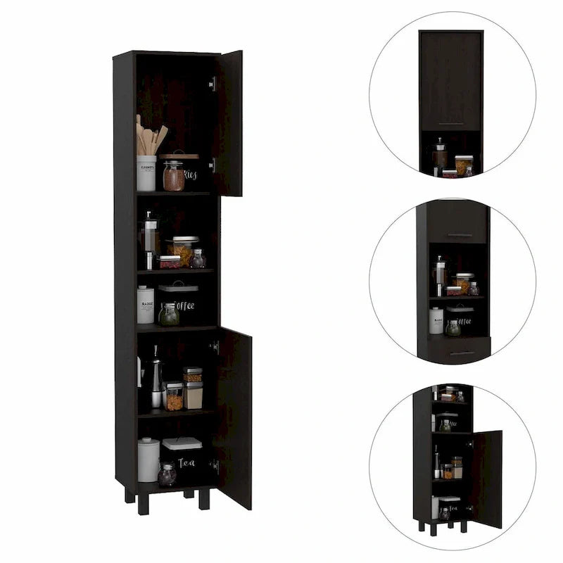 Elegant Tall Black Pantry Cabinet 5