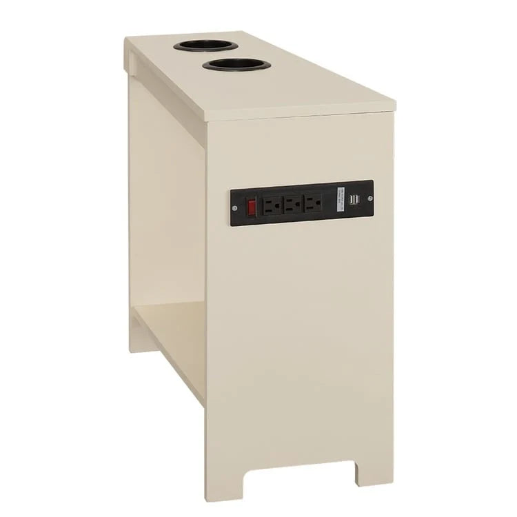 Compact Charging Side Table - Nightstand with Storage, Dual Power Outlets & USB Ports 26