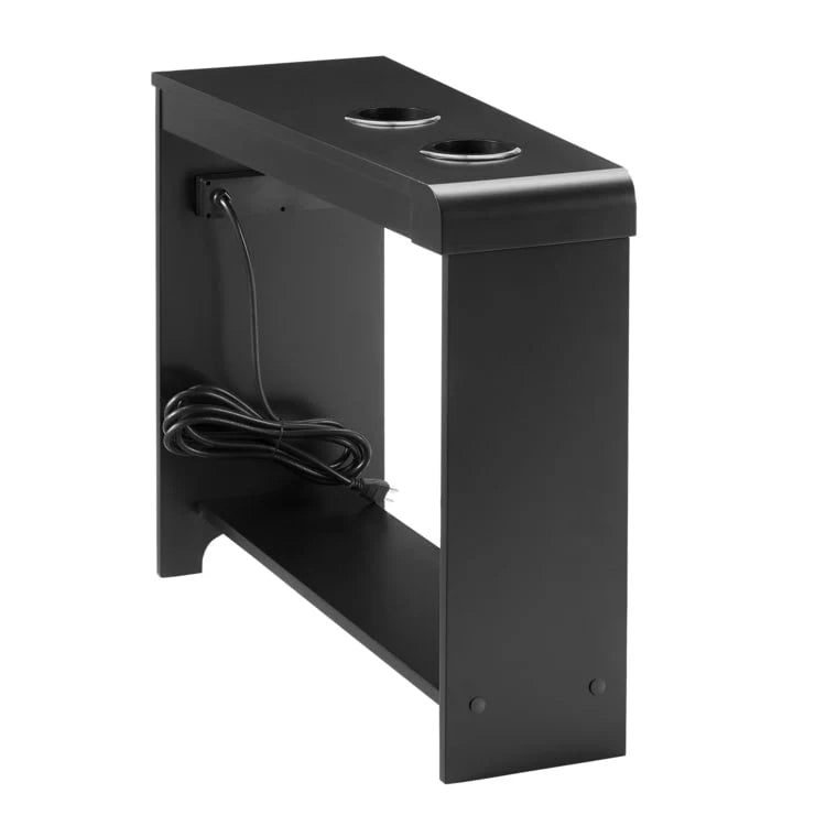 Compact Charging Side Table - Nightstand with Storage, Dual Power Outlets & USB Ports 11