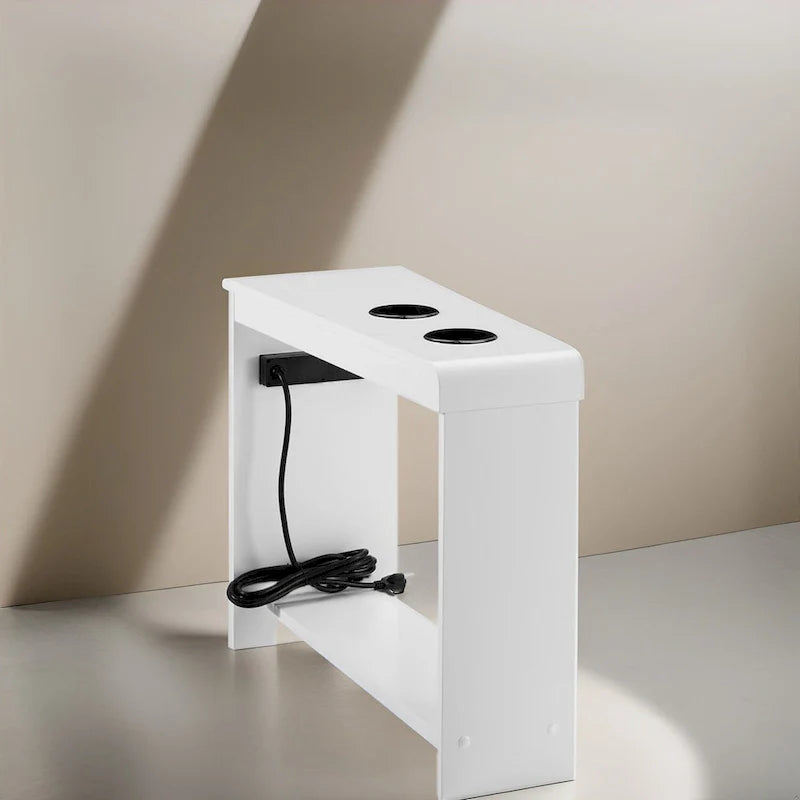 Compact Charging Side Table - Nightstand with Storage, Dual Power Outlets & USB Ports 21