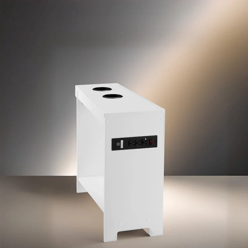 Compact Charging Side Table - Nightstand with Storage, Dual Power Outlets & USB Ports 22