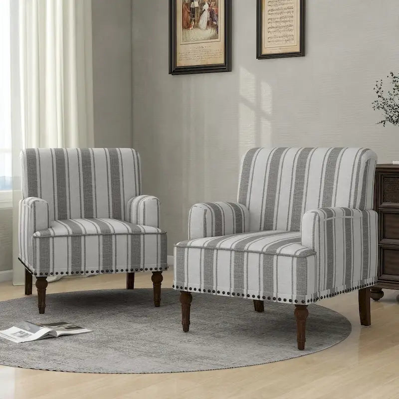 Contemporary Striped Armchairs