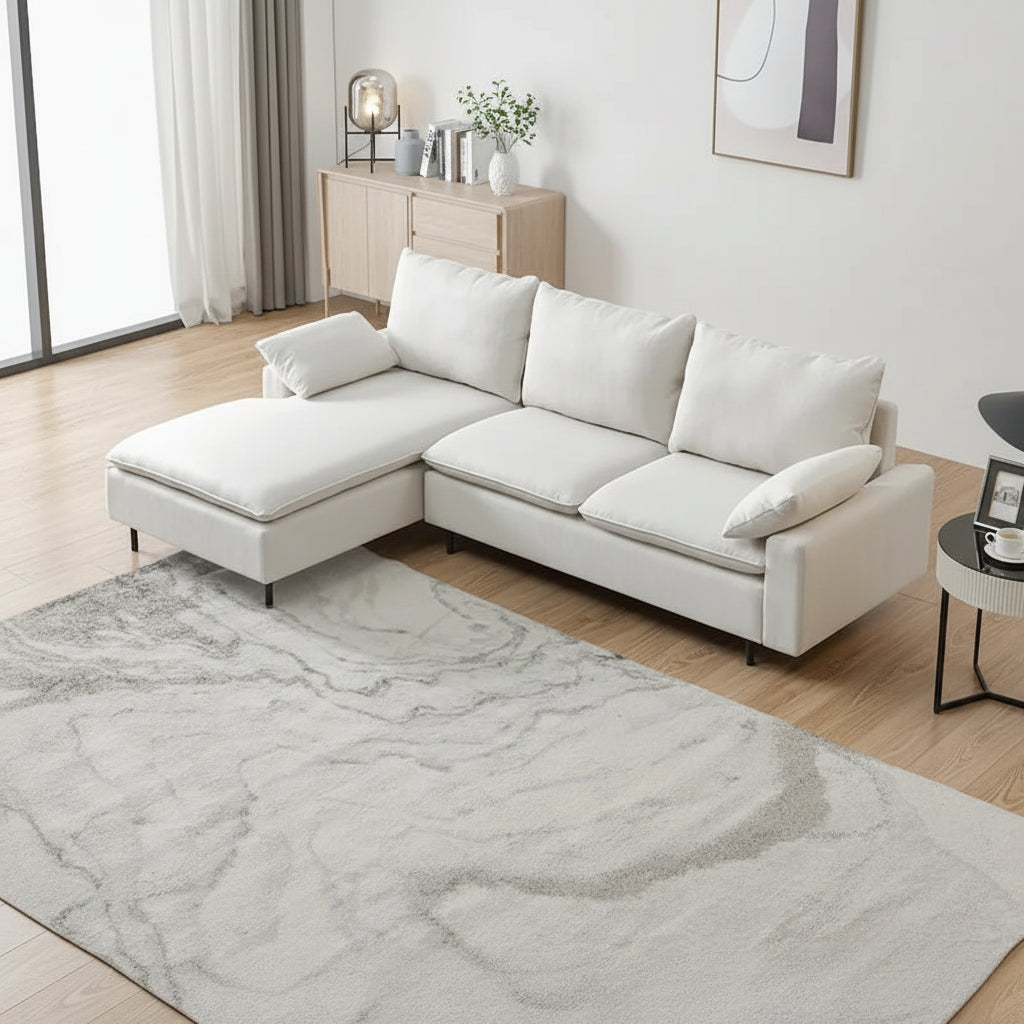 Chaise-Style L-Shaped Linen Sectional Sofa 1