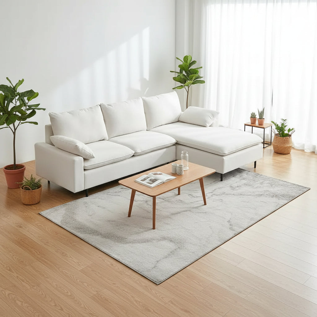 Chaise-Style L-Shaped Linen Sectional Sofa 2