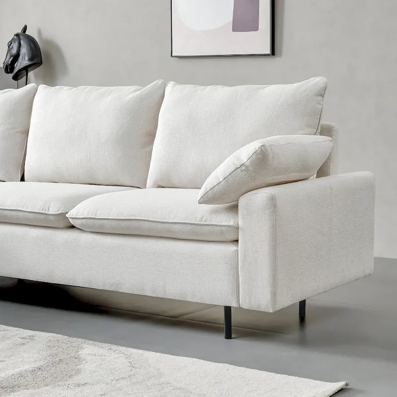 Chaise-Style L-Shaped Linen Sectional Sofa 4