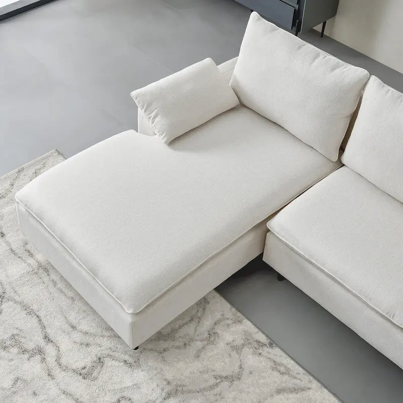 Chaise-Style L-Shaped Linen Sectional Sofa 12