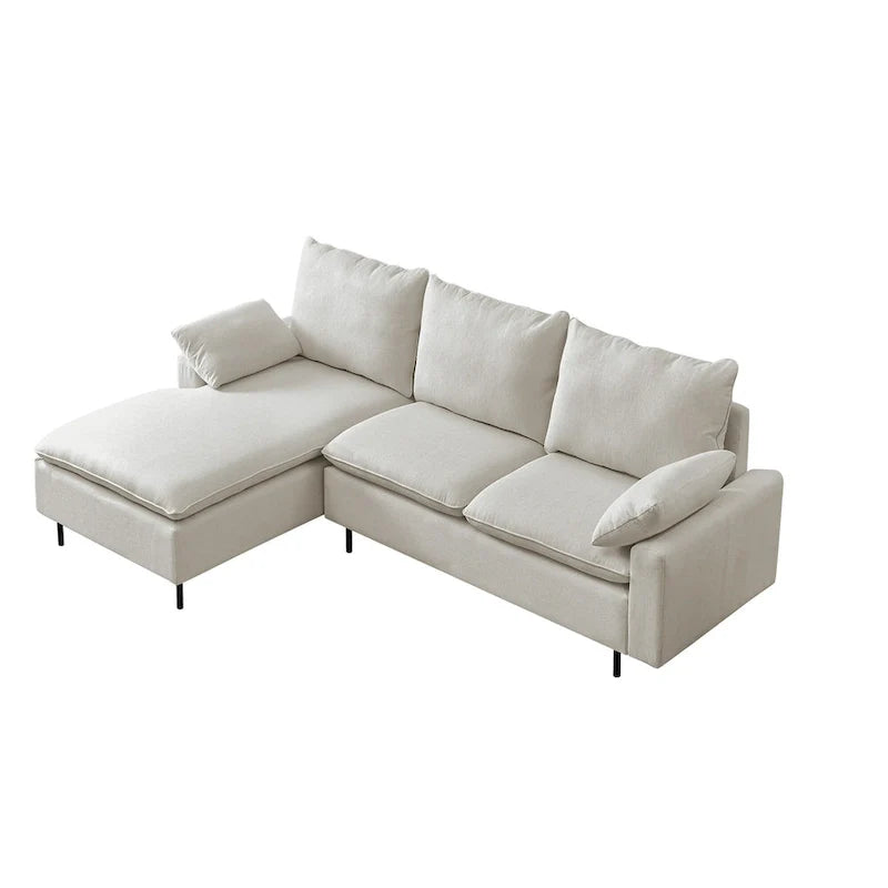 Chaise-Style L-Shaped Linen Sectional Sofa 13
