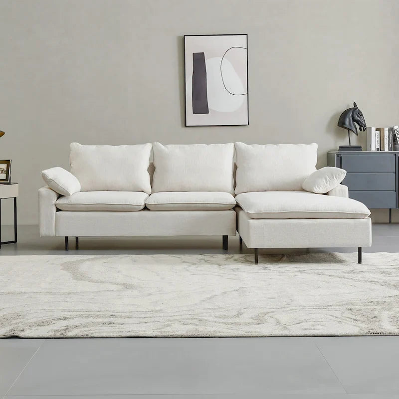 Chaise-Style L-Shaped Linen Sectional Sofa 16
