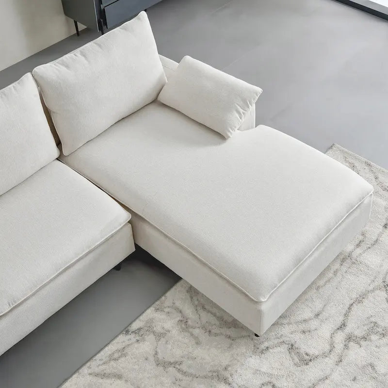 Chaise-Style L-Shaped Linen Sectional Sofa 17