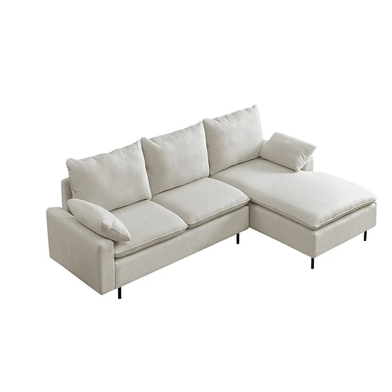 Chaise-Style L-Shaped Linen Sectional Sofa 19
