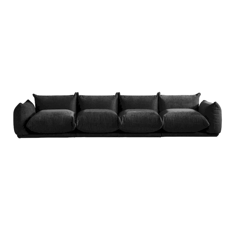U-Shaped Chenille Fabric Sectional Sofa for 4 with 2 Matching Ottomans 5