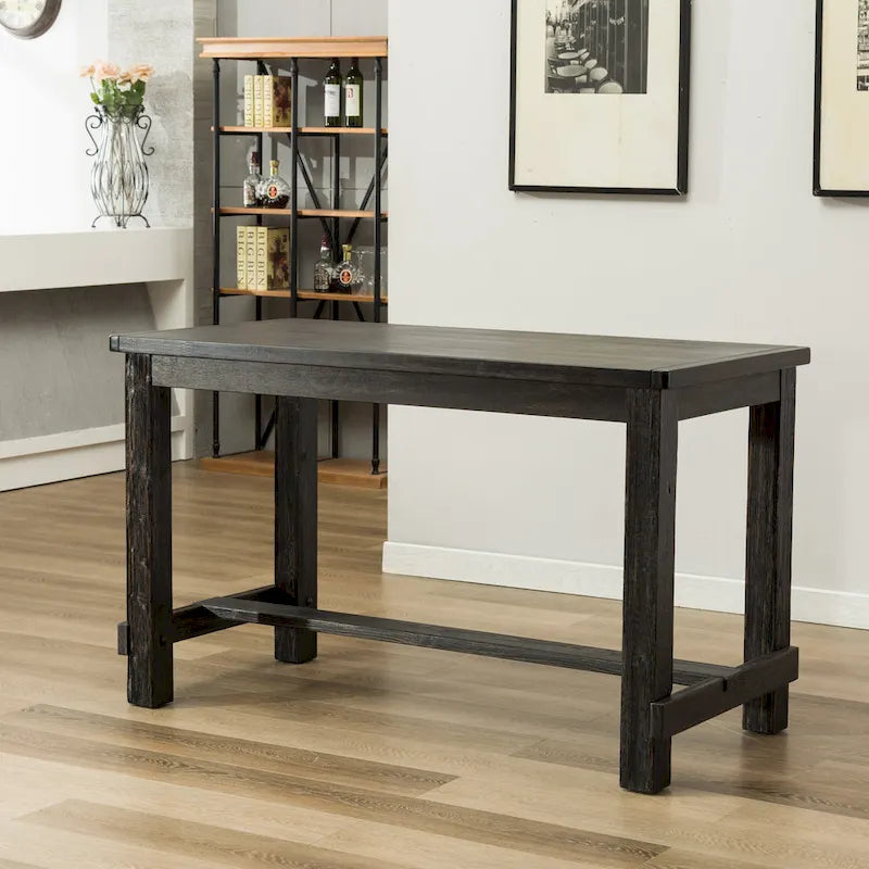 Roundhill Furniture Leviton 5-Piece Counter Height Dining Set in Antique Black Wood Finish 2
