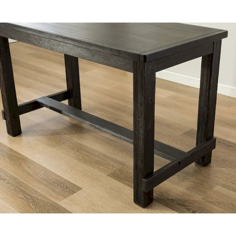 Roundhill Furniture Leviton 5-Piece Counter Height Dining Set in Antique Black Wood Finish 4