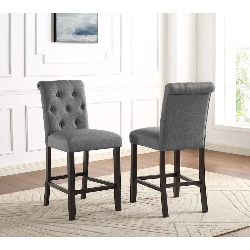 Roundhill Furniture Leviton 5-Piece Counter Height Dining Set in Antique Black Wood Finish 15