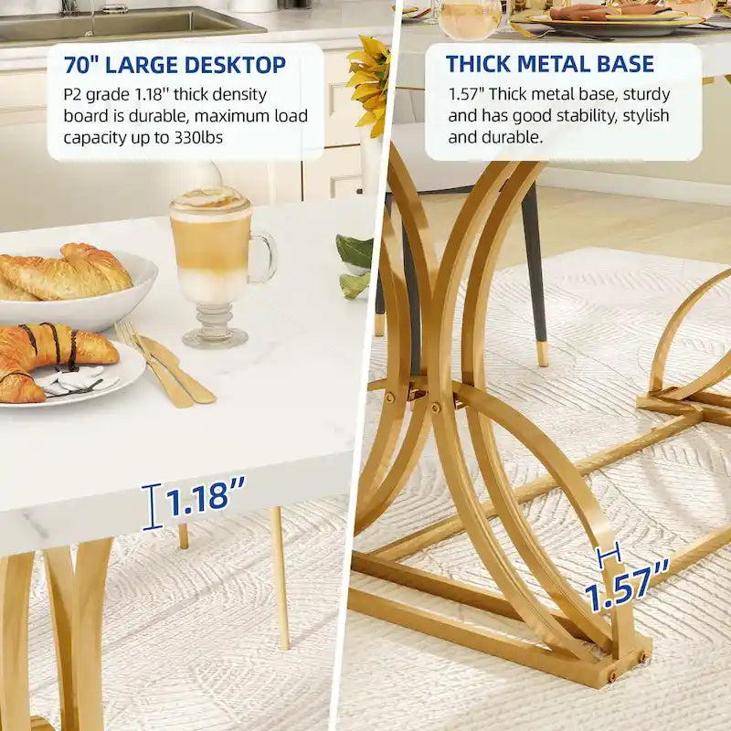 Moasis Farmhouse Rectangular Dining Table in Wood and Metal - Seats 6 to 8 9