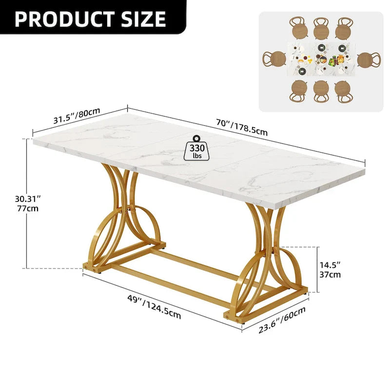 Moasis Farmhouse Rectangular Dining Table in Wood and Metal - Seats 6 to 8 12
