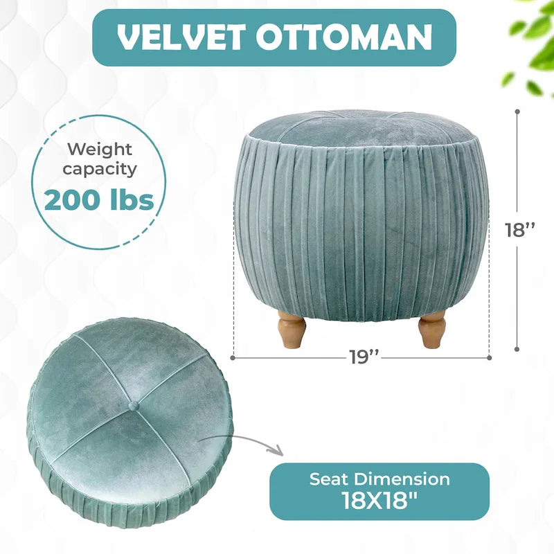 Small Round Velvet Ottoman by Helena 1
