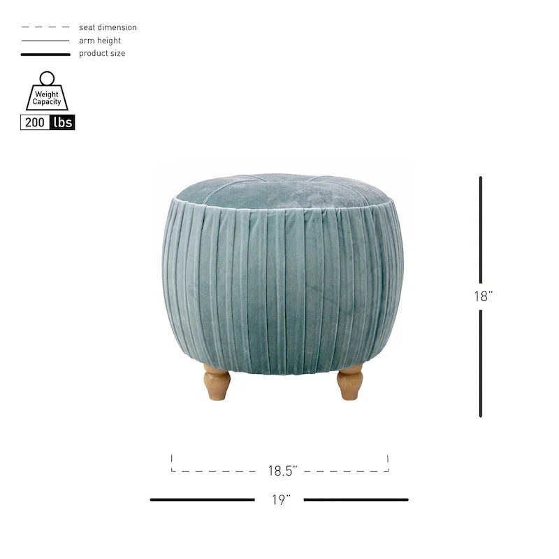 Small Round Velvet Ottoman by Helena 2