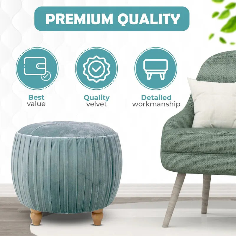 Small Round Velvet Ottoman by Helena 4