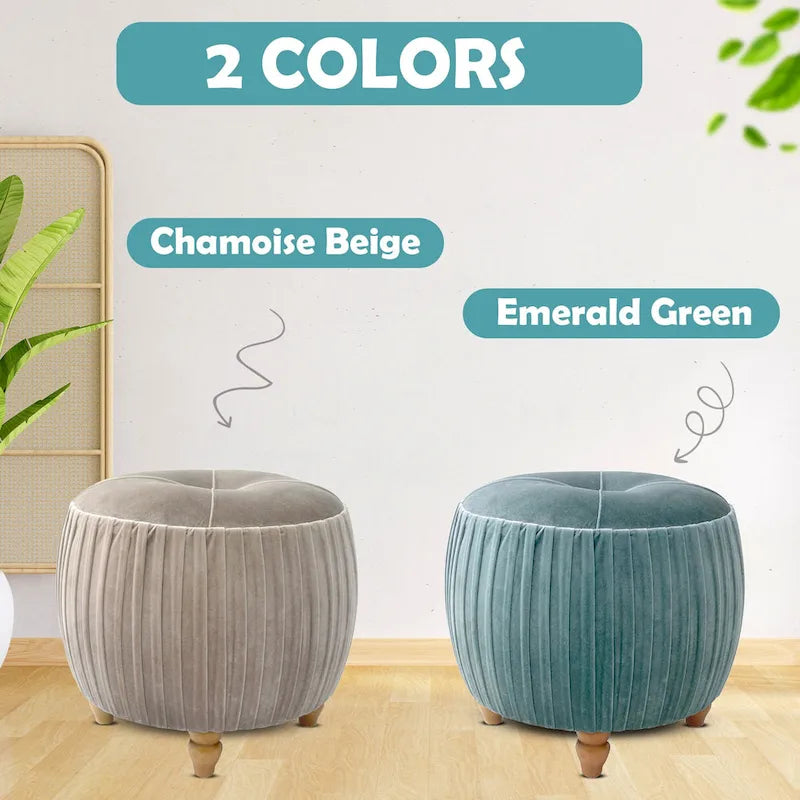 Small Round Velvet Ottoman by Helena 5