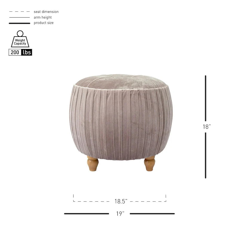 Small Round Velvet Ottoman by Helena 11