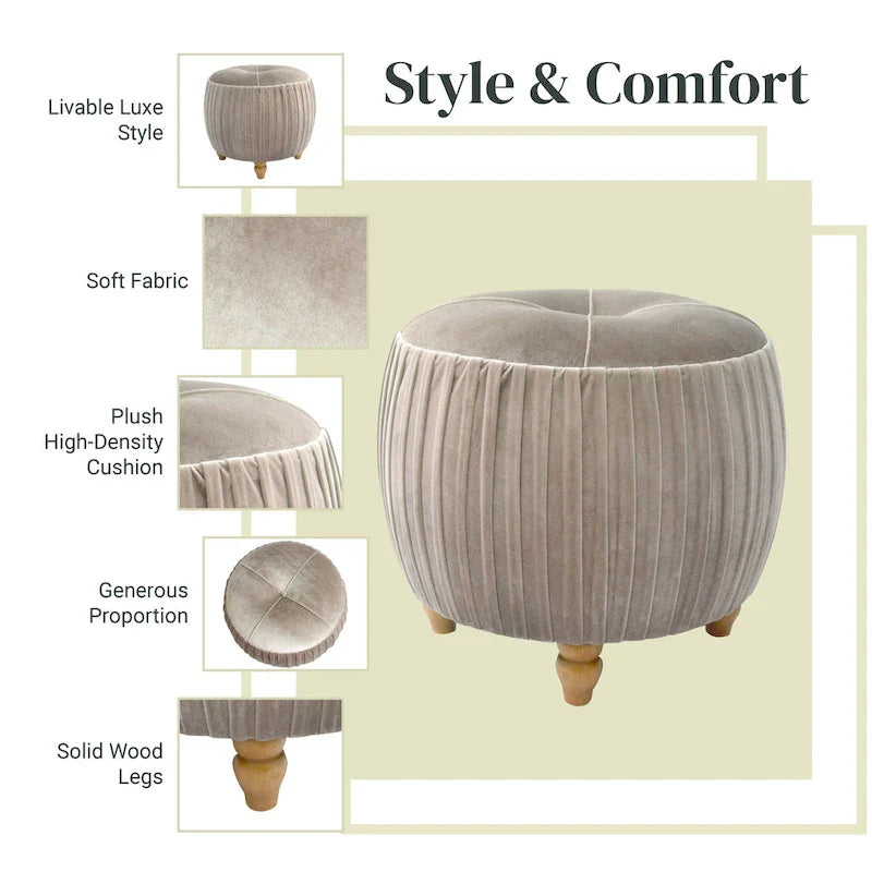 Small Round Velvet Ottoman by Helena 12
