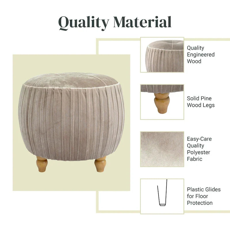 Small Round Velvet Ottoman by Helena 14