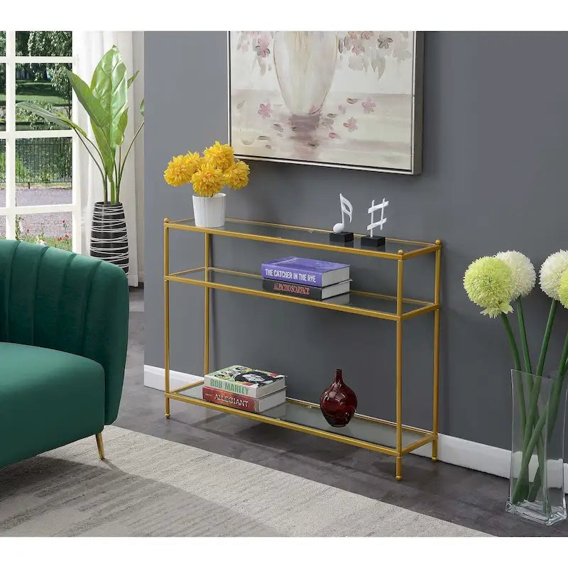 Royal Crest 3-Tier Glass Console Table by Convenience Concepts 14