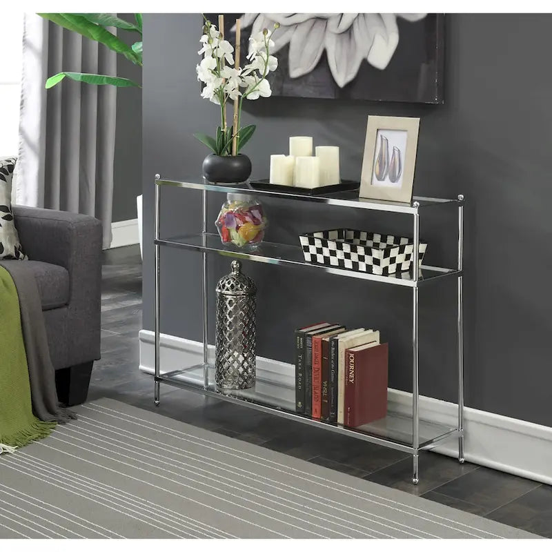 Royal Crest 3-Tier Glass Console Table by Convenience Concepts 1