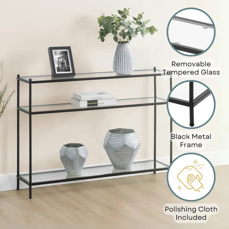 Royal Crest 3-Tier Glass Console Table by Convenience Concepts 7