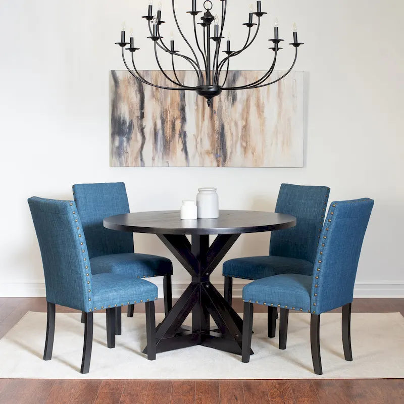 Roundhill Furniture Mytzi 5-Piece Dining Set: Cross-Buck Table with 4 Elegant Chairs 1