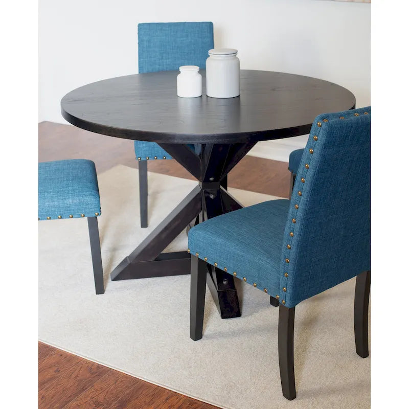 Roundhill Furniture Mytzi 5-Piece Dining Set: Cross-Buck Table with 4 Elegant Chairs 3