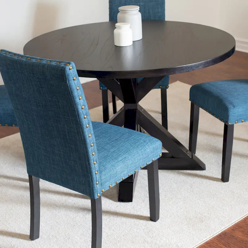 Roundhill Furniture Mytzi 5-Piece Dining Set: Cross-Buck Table with 4 Elegant Chairs 4
