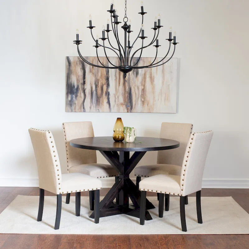 Roundhill Furniture Mytzi 5-Piece Dining Set: Cross-Buck Table with 4 Elegant Chairs 7