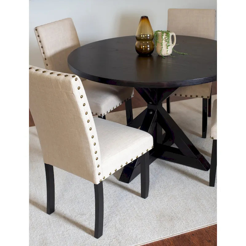 Roundhill Furniture Mytzi 5-Piece Dining Set: Cross-Buck Table with 4 Elegant Chairs 9