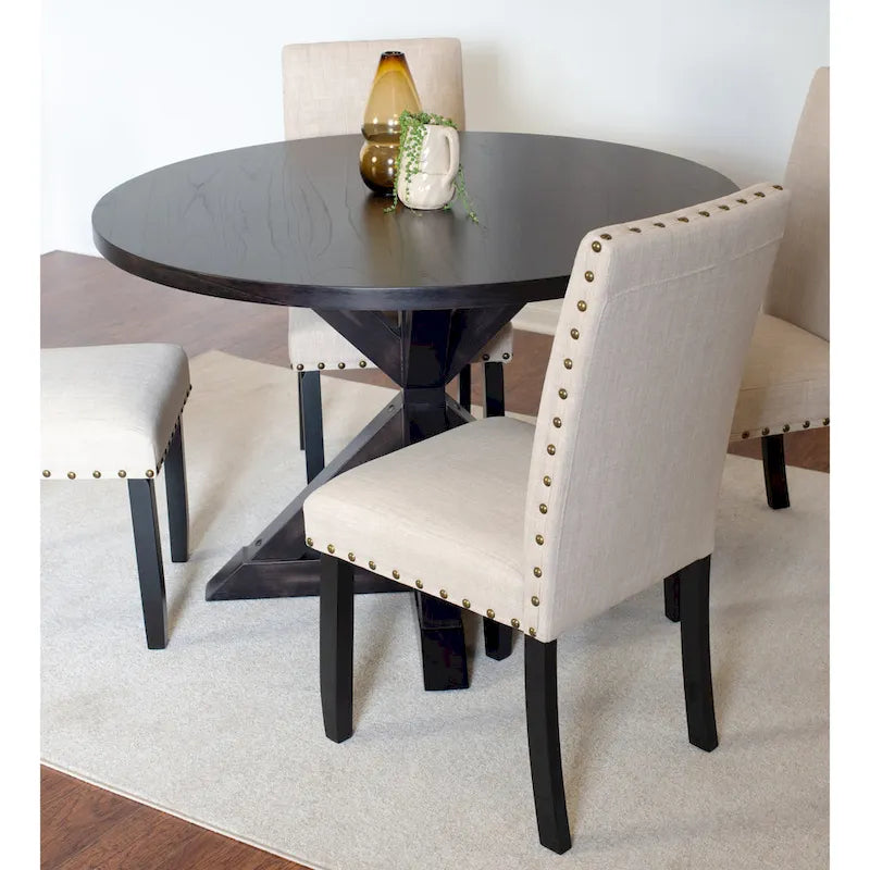 Roundhill Furniture Mytzi 5-Piece Dining Set: Cross-Buck Table with 4 Elegant Chairs 12