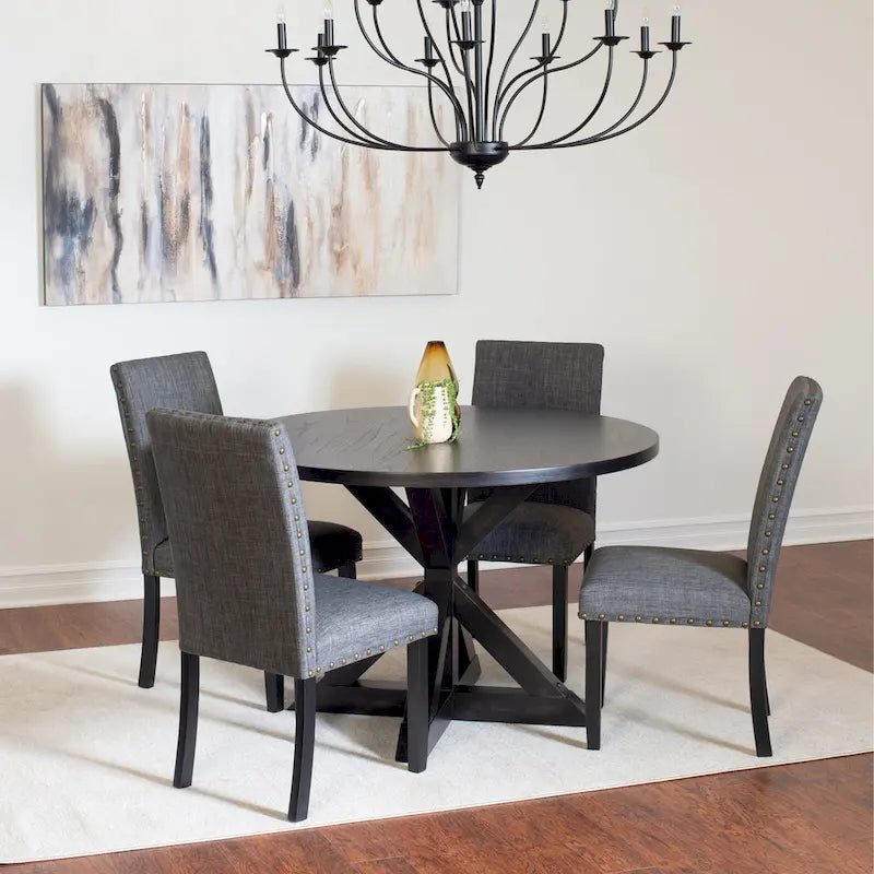 Roundhill Furniture Mytzi 5-Piece Dining Set: Cross-Buck Table with 4 Elegant Chairs 16