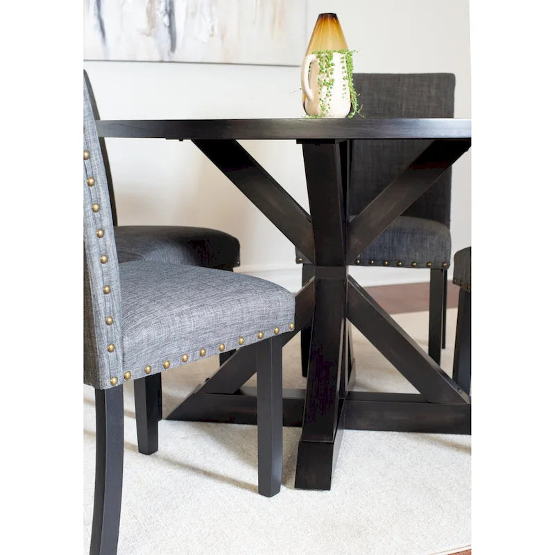 Roundhill Furniture Mytzi 5-Piece Dining Set: Cross-Buck Table with 4 Elegant Chairs 20