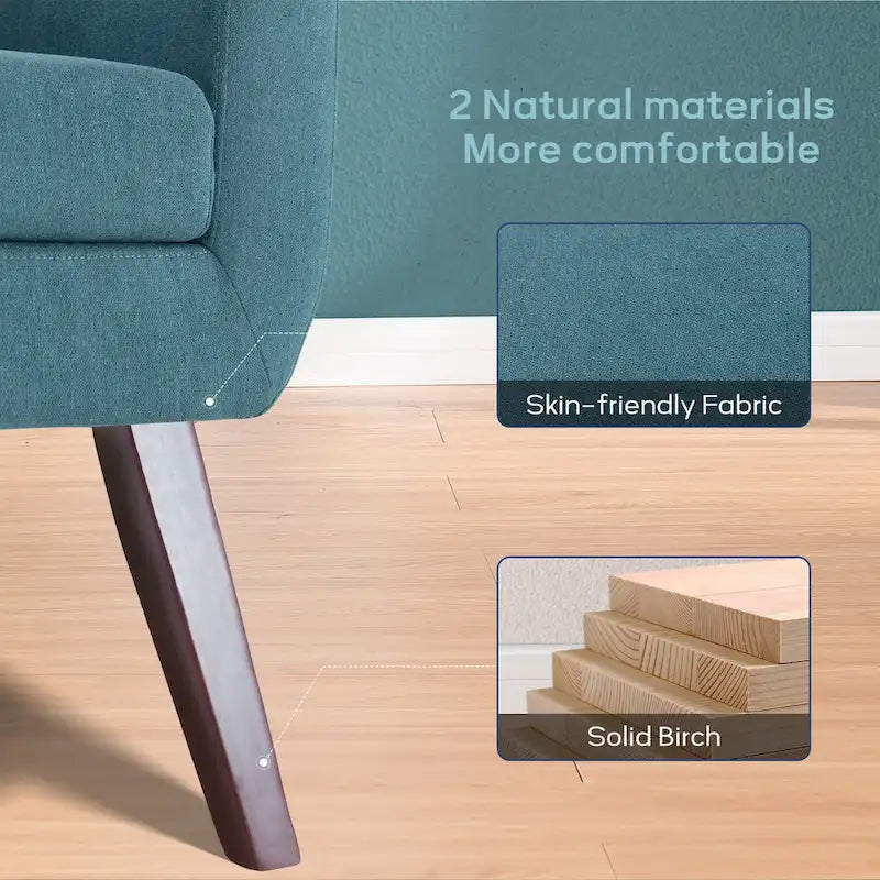 HUIMO Fabric Accent Chair and Ottoman Set - Available in Grey, Beige, Blue, and Dark Teal 20