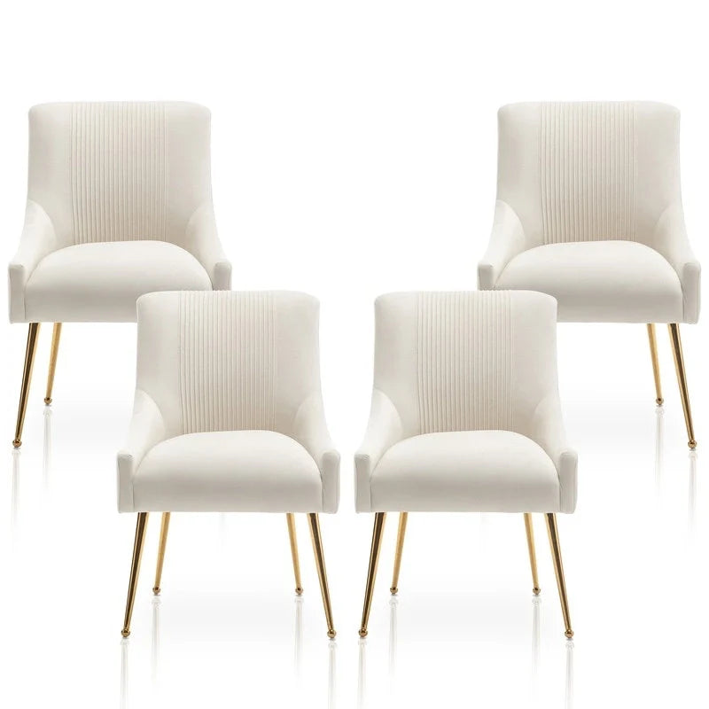 SEYNAR Set of 4 Modern Glam Boucle Velvet Dining or Vanity Chairs with Rear Handle 6